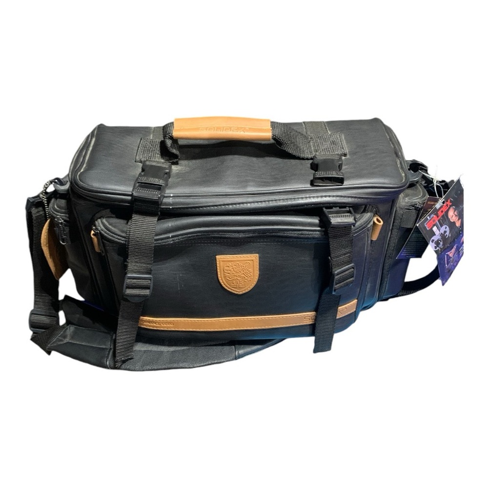 Solidex Black Leather Camera Video Equipment Bag with Gold Warranty
